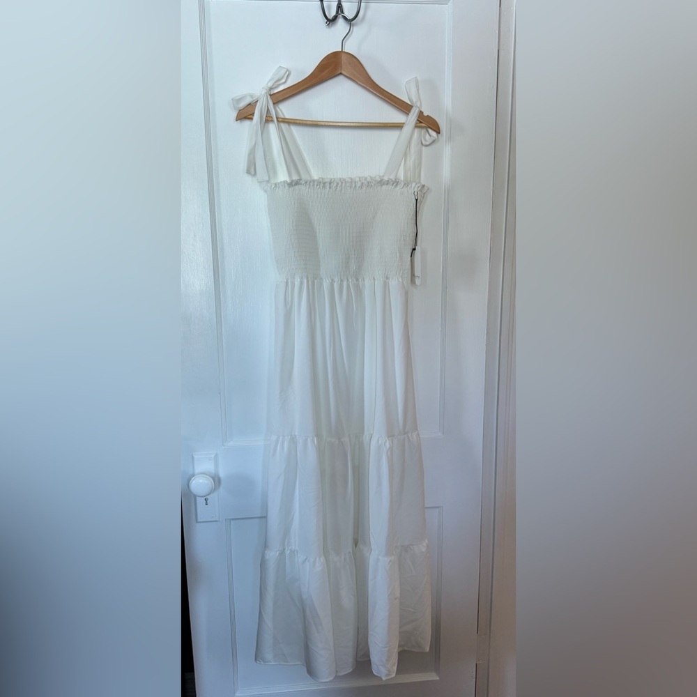 White Tiered Ruffled Elegant Maxi Dress